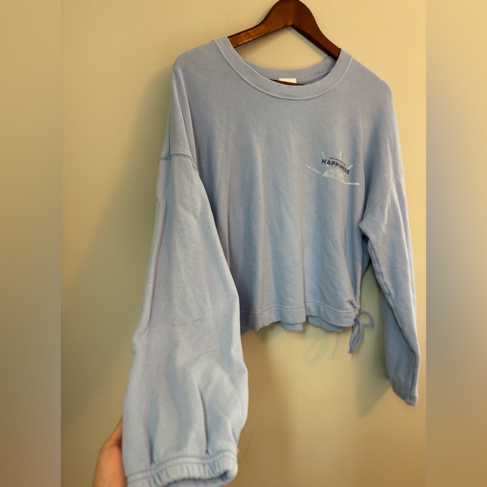 Offline by Aerie Happiness Crew Indigo Jogger Sleeve Cuffs Tie Side Torso Crop